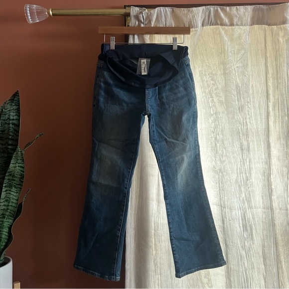 Madewell Petite Maternity Over-the-Belly Kick Out Crop Jeans Oneida Wash NWT 25P - Picture 4 of 9